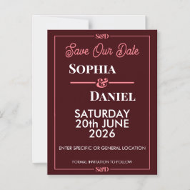 Modern Editable Wedding Save The Date Card マグネット招待状