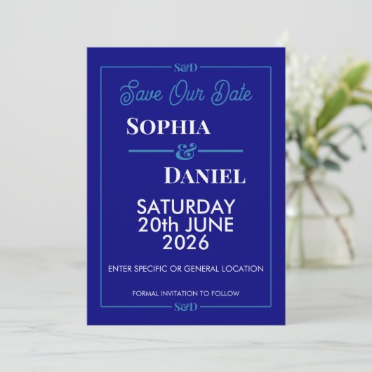 Modern Editable Wedding Save The Date Card 招待状 (スタンド正面)