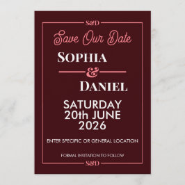 Modern Editable Wedding Save The Date Card 招待状