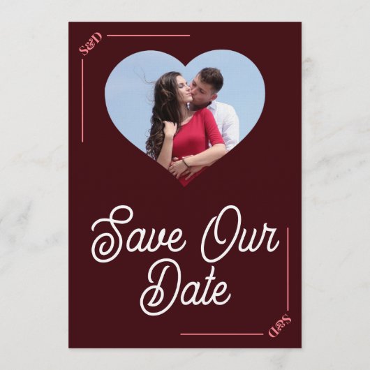 Modern Editable Wedding Save The Date Card 招待状 (裏面)
