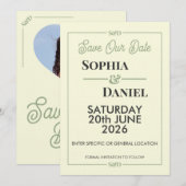 Modern Editable Wedding Save The Date Card 招待状 (正面/裏面)