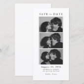 Modern Editorial Photo Strip Classic Serif Wedding セーブザデート (正面/裏面)