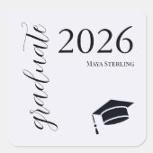Modern Editorial Script 2026 Signature Graduation スクエアシール (正面)