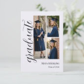 Modern Editorial Script 3-Photo Graduation 案内状 (スタンド正面)