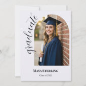 Modern Editorial Script Arched Graduation 2026  案内状 (正面)