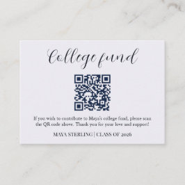Modern Editorial Script College Fund Graduation QR エンクロージャーカード