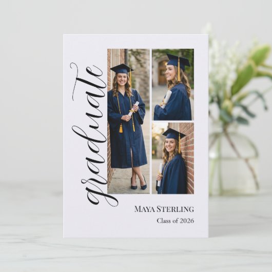 Modern Editorial Script Multi-Photo Graduation  招待状 (スタンド正面)