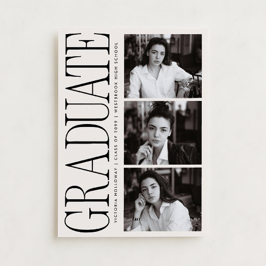 Modern Editorial Typography Graduate Announcement 招待状