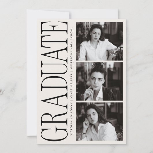 Modern Editorial Typography Graduate Announcement 招待状 (正面)