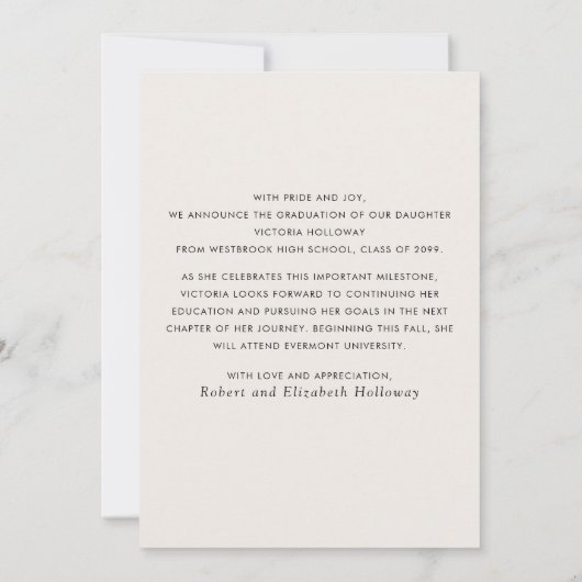 Modern Editorial Typography Graduate Announcement 招待状 (裏面)