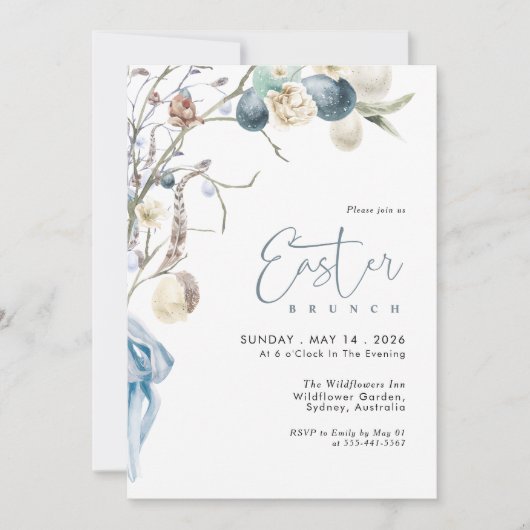 Modern Egg Hunt Easter Brunch  招待状 (正面)