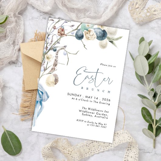 Modern Egg Hunt Easter Brunch  招待状