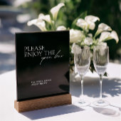 Modern Eleagnt Open Bar Wedding Black Acrylic Sign アクリルサイン