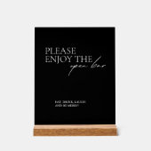 Modern Eleagnt Open Bar Wedding Black Acrylic Sign アクリルサイン (正面)