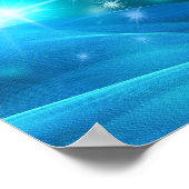 Modern Electric Blue Christmas Tree with Lights ポスター (角)