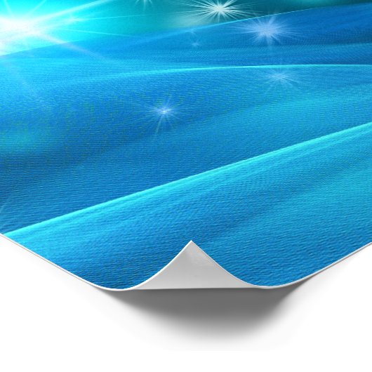 Modern Electric Blue Christmas Tree with Lights ポスター (角)