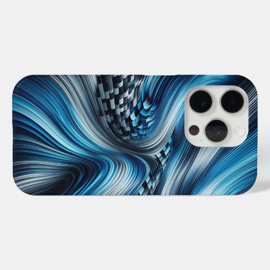 Modern Electric Blue Cyber Flow Phone Case  Case-Mate iPhoneケース (裏面 (横))