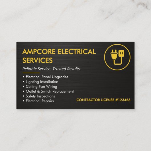 Modern Electrician Branding Black Yellow Metallic 名刺 (裏面)