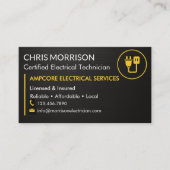Modern Electrician Branding Black Yellow Metallic 名刺 (正面)