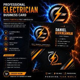Modern Electrician Business Card | 稲妻マーク 名刺