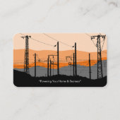 Modern Electrician Business Card with Power Lines 名刺 (正面)