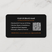 Modern Electrician Business Card with Power Lines 名刺 (裏面)