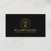 Modern Electrician Logo Monogram Black 名刺 (正面)