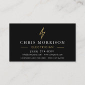 Modern Electrician QR Code Black Gold Minimal 名刺 (正面)