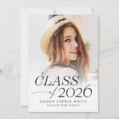 Modern Elegance Class of 2026 Photo Graduation 招待状 (正面)