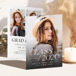 Modern Elegance Class of 2026 Photo Graduation 招待状