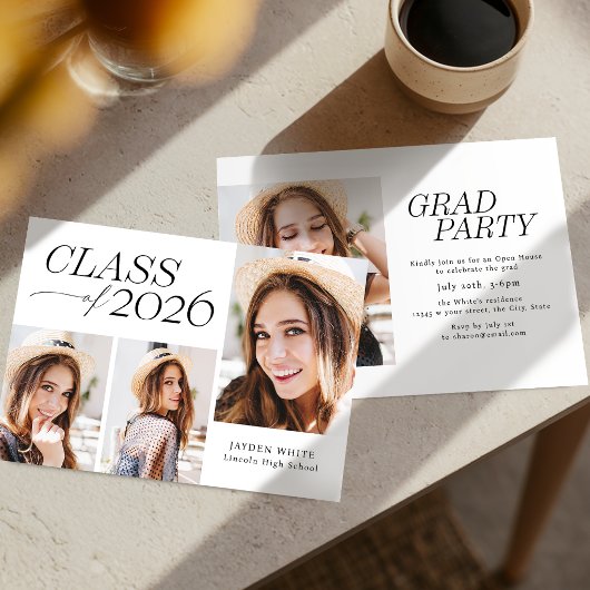 Modern Elegance Class of 2026 Photo Graduation 招待状