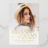 Modern Elegance Class of 2026 Photo Graduation 箔招待状 (正面)