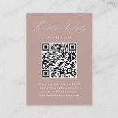 Modern Elegance Dusty Rose QR Code RSVP エンクロージャーカード (正面)