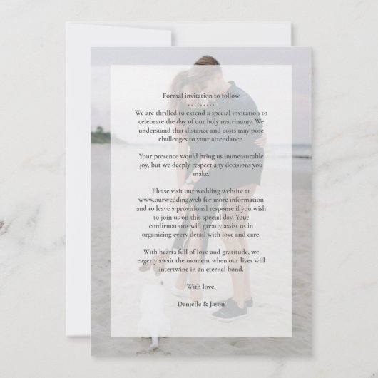 Modern Elegance Golden Typography Script 2 Photos セーブザデート (裏面)