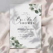 Modern Elegance Green Leaves Bridal Shower 招待状