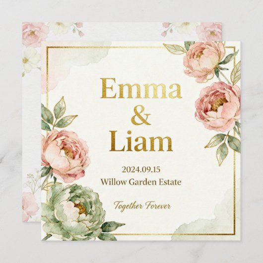 Modern Elegance Wedding Invitation 招待状 (正面/裏面)