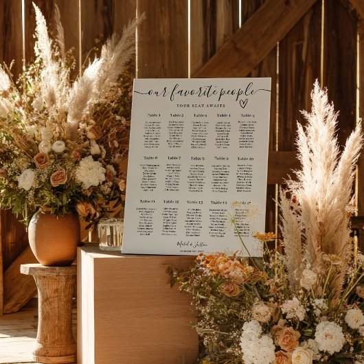 Modern Elegant 15 tables Wedding Seating Chart ポスター