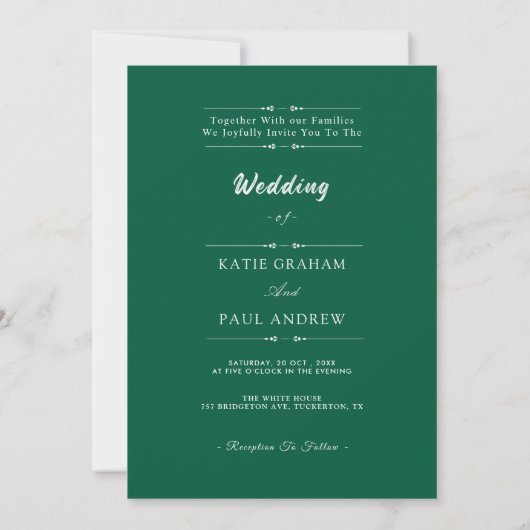 Modern Elegant 2 Photo Modern Green Boho Wedding  招待状 (裏面)