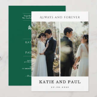 Modern Elegant 2 Photo Modern Green Boho Wedding  招待状
