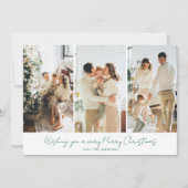 Modern Elegant 3 Photo Green Script シーズンカード (正面)