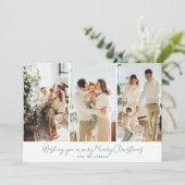 Modern Elegant 3 Photo Green Script シーズンカード (スタンド正面)