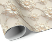 Modern Elegant "3D" Look Wedding Floral Gift Wrap ラッピングペーパー (ロールコーナー)