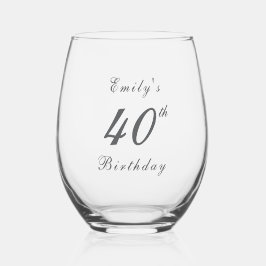 Modern Elegant 40th Birthday Party ステムなしワイングラス