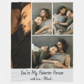 Modern Elegant 4 Photo Collage Couple Love Quote  フリースブランケット (正面)