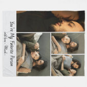 Modern Elegant 4 Photo Collage Couple Love Quote  フリースブランケット (正面(横))