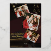 Modern Elegant 4 Photo Minimal Script Christmas 箔シーズンカード (裏面)