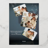 Modern Elegant 4 Photo Minimal Script Christmas Fo 箔シーズンカード (裏面)