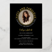 Modern Elegant 50 and Fabulous Birthday Party 箔招待状 (正面)