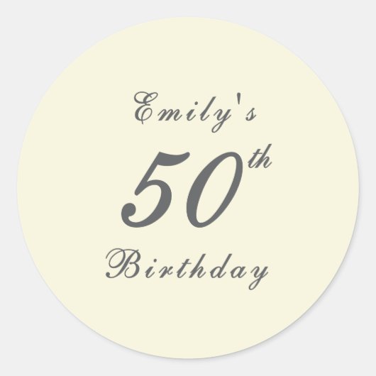 Modern Elegant 50th Birthday Party ラウンドシール (正面)