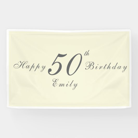  Modern Elegant 50th Birthday Party 横断幕 (横)